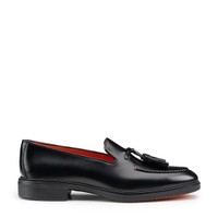 Men's black leather Easy tassel loafer - Santoni - 1