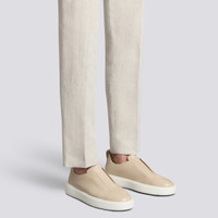 Men's beige leather slip-on sneaker - Santoni - 2