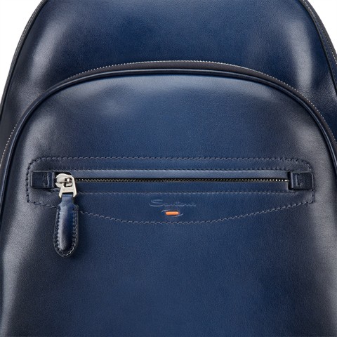 Blue leather backpack - Santoni - 5