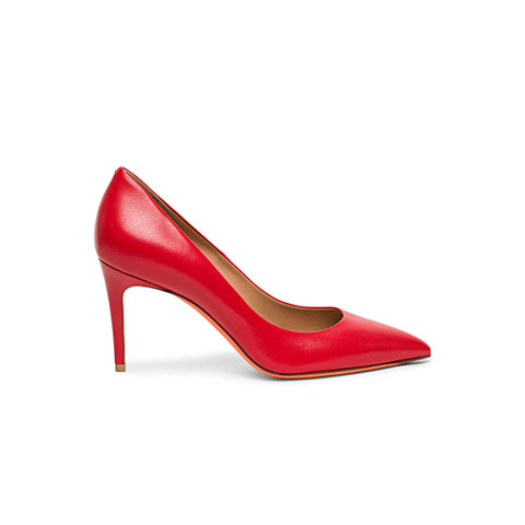 Women's red leather high-heel pump - Santoni - 1
