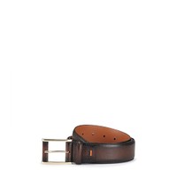 Dunkelbrauner verstellbarer G&uuml;rtel aus gewalktem Leder - Santoni - 1