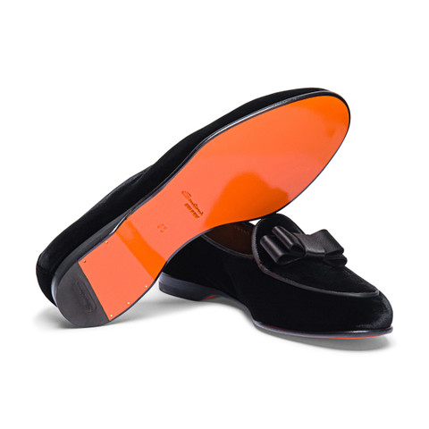 Men's black velvet Andrea loafer - Santoni - 4
