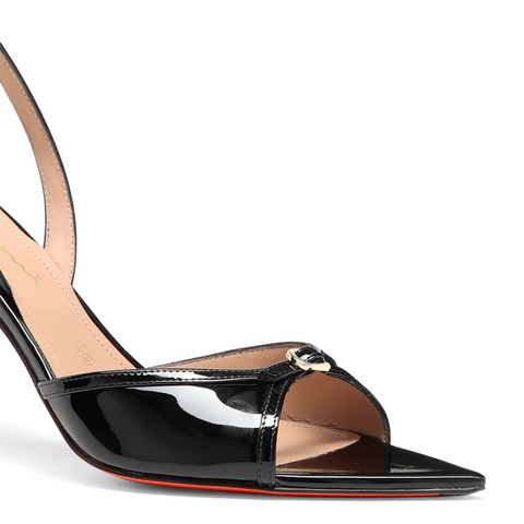 Schwarze Sandalen für Damen aus Lackleder mit hohem Absatz - Santoni - 5