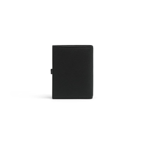 Black tumbled leather wallet with coin pocket - Santoni - 3