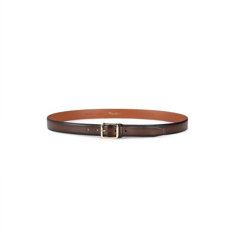 Dark brown leather adjustable belt - Santoni - 3
