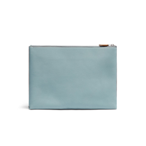 Light blue tumbled leather pouch - Santoni - 4