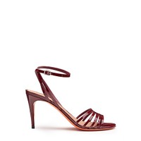 Sandale &agrave; talon haut en cuir rouge pour femme - Santoni - 1