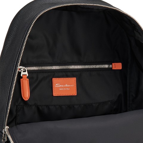 Black leather backpack - Santoni - 3