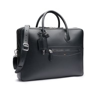 Sac d&rsquo;ordinateur en cuir noir - Santoni - 2