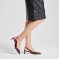 Women's burgundy patent leather mid-heel slingback - Santoni - 2