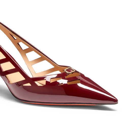 Women's red patent leather mid-heel pump - Santoni - 6