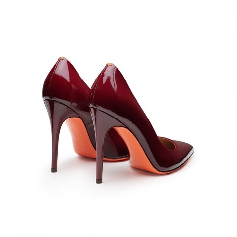 Women's burgundy patent leather high-heel pump - Santoni - 3