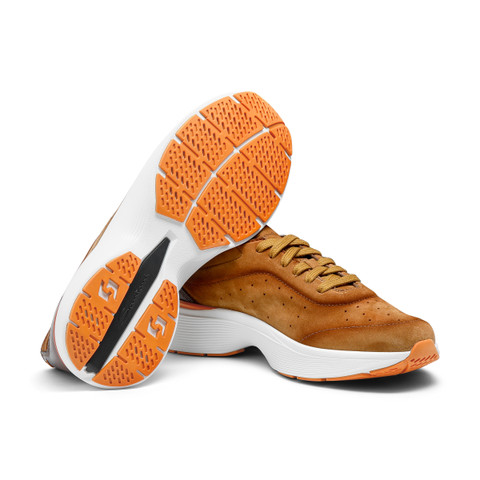 Men's light brown suede and leather Easy Bounce sneaker - Santoni - 4
