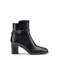 Women's black leather mid-heel ankle boot - Santoni - 1