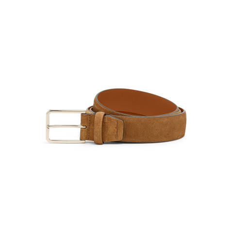 Men's light brown suede adjustable belt - Santoni - 1
