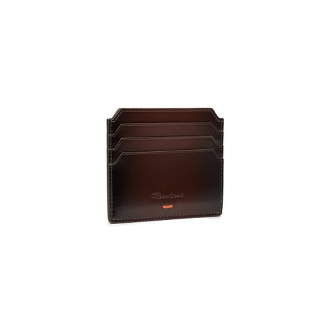 Dark brown leather credit card holder - Santoni - 2