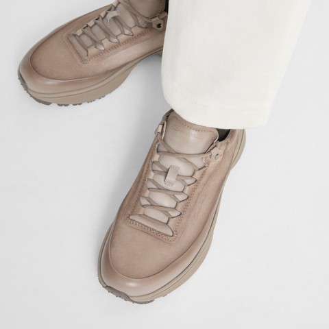 Men's dove grey leather and suede Easy Bounce Mountain sneaker - Santoni - 7