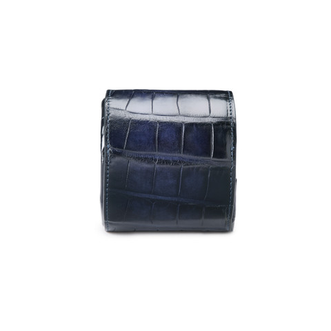 Funda para reloj pequeña en piel de aligátor azul - Santoni - 4