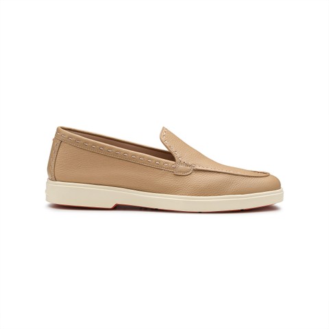Women's beige leather loafer - Santoni - 1