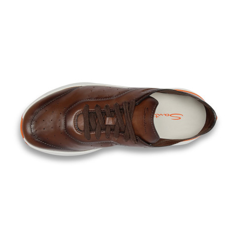 Men's light brown leather Easy Bounce sneaker - Santoni - 5