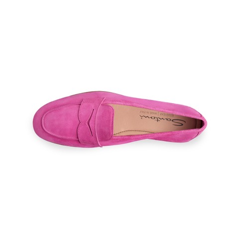 Women's pink suede Carla penny loafer - Santoni - 5