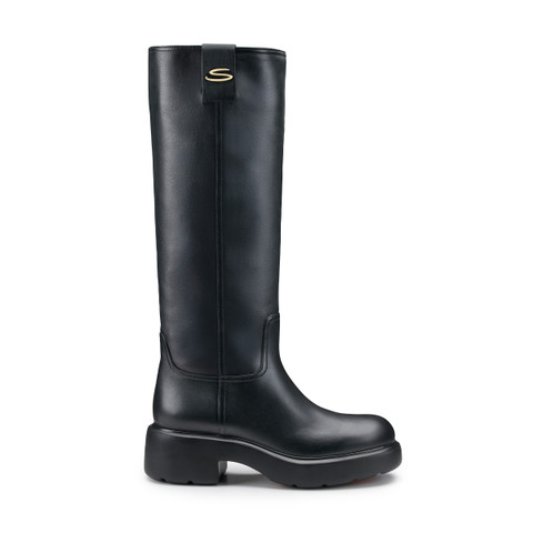 Women's black leather Easy boot - Santoni - 1