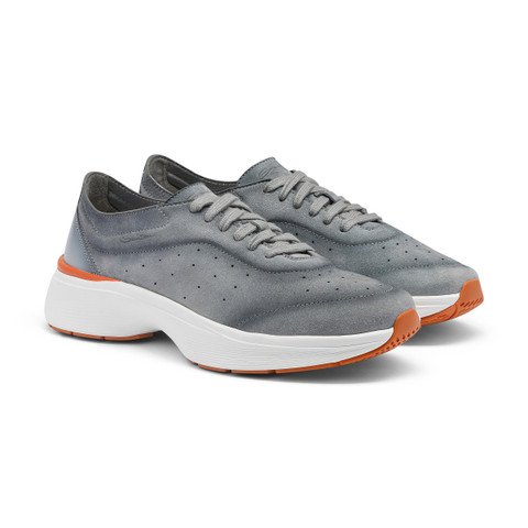 Men's grey suede and leather Easy Bounce sneaker - Santoni - 3