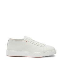 Men's white tumbled leather sneaker - Santoni - 1