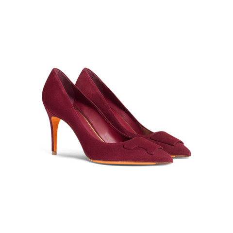 Women's burgundy suede high-heel Santoni Sibille pump - Santoni - 3