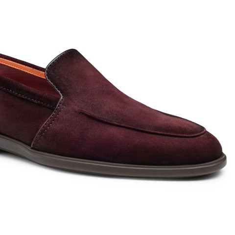 Men's burgundy suede loafer - Santoni - 5