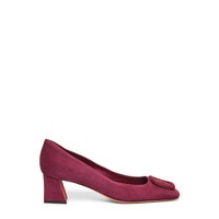 Women's burgundy suede mid-heel pump - Santoni - 1