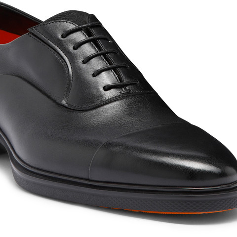 Men's black leather Easy lace-up - Santoni - 6