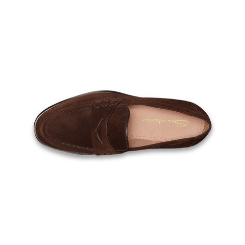 Women&rsquo;s dark brown suede penny loafer - Santoni - 9
