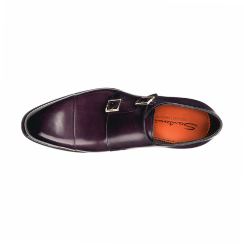 Men's purple leather double-buckle shoe - Santoni - 4.0