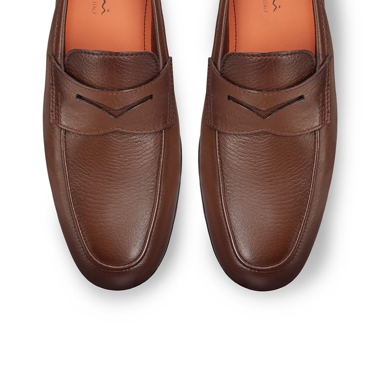 Men's brown tumbled leather Carlo penny loafer