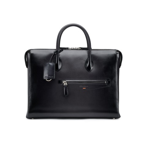 Black leather laptop bag - Santoni - 1