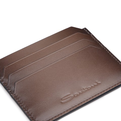 Brown leather credit card holder - Santoni - 5