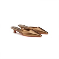 Women's gold leather low-heel sandal - Santoni - 2