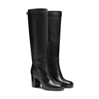 Women's black leather high-heel boot - Santoni - 2
