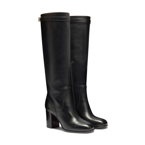 Women's black leather high-heel boot - Santoni - 2