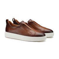 Men's brown leather slip-on sneaker - Santoni - 2