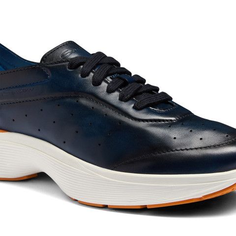Men's blue leather Easy Bounce sneaker - Santoni - 6