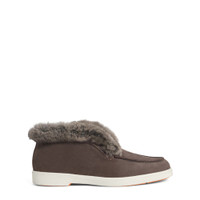 Women&rsquo;s dark brown nubuck desert boot with fur - Santoni - 1