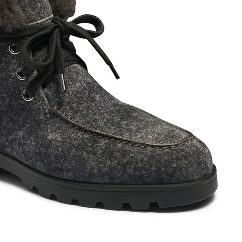 Women's grey suede ankle boot with fur - Santoni - 5