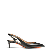 Women's black leather mid-heel slingback - Santoni - 1