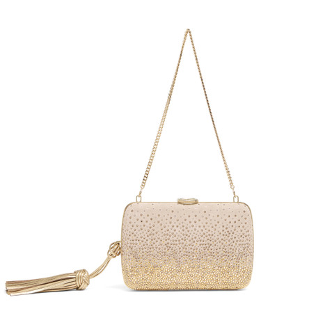 Beige suede and strass clutch - Santoni - 3