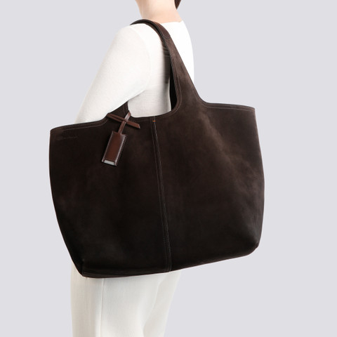 Dark brown suede shoulder bag - Santoni - 2