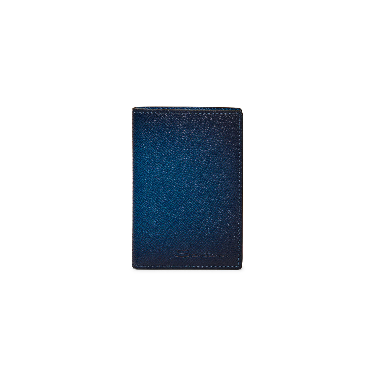 Santoni Portafoglio verticale in saffiano blu
