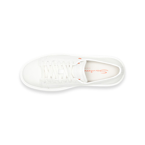 Women's white tumbled leather sneaker - Santoni - 5