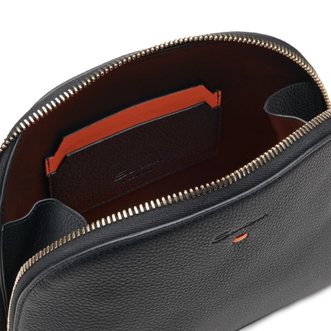 Black tumbled leather pouch - Santoni - 5